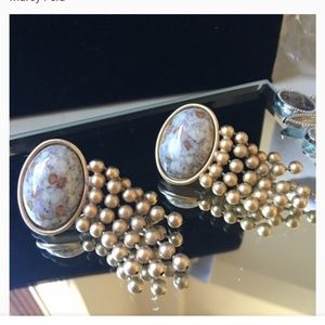 Marcy Feld gold white clip on earrings